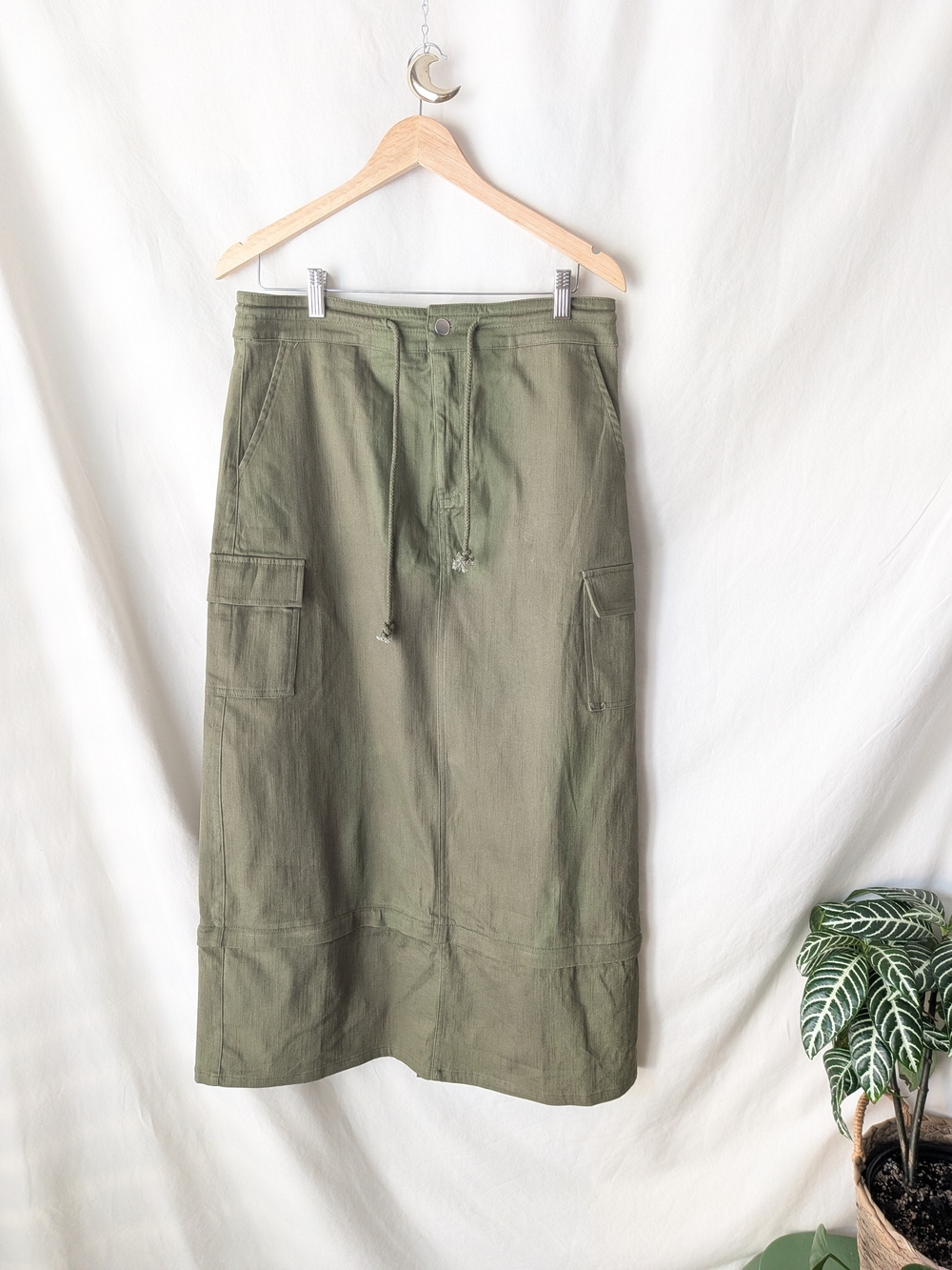 Olive Cargo Midi Skirt - Brand Unspecified